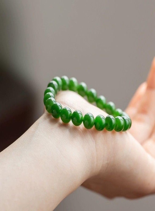 FSSODWT Handmade Green Jade Bracelet for Women,Stress Relief Healing Crystal Bracelet,Natural Jade Bead Bracelet,10MM Stretch Elastic Bracelet,Crystal Jewelry Gifts for Women Men (Jade) - Image 2